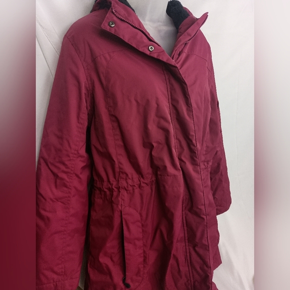 L.L BEAN Coatigan Cozy Winter Fall Casual long Red Burgundy Jacket size Large - Picture 7 of 11